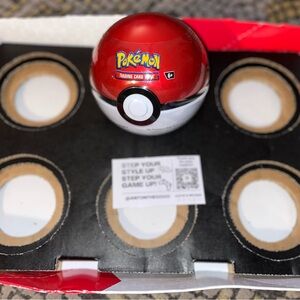 Sealed Pokemon  Pokeball Red & White Ball Tin Include 3 Booster Packs